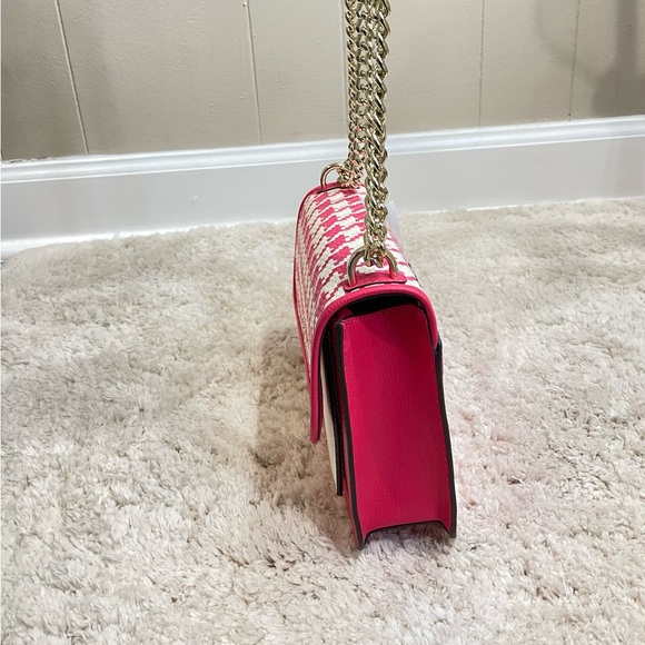 **Sold on Ebay** Kate Spade Flap Chain Crossbody Houndstooth Bikini Pink 👙 - Picture 7 of 8